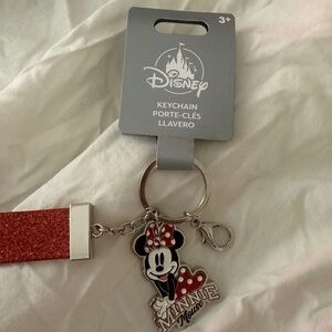 Disney Minnie Mouse Red and Black Glitter Key Ring